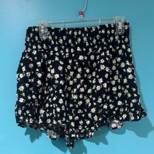 Floral Black and White Shorts